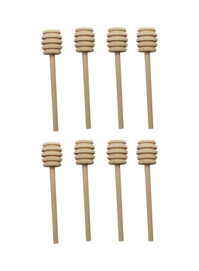 8-Piece Wooden Honey Spoon Set Beige 10cm - Image 1