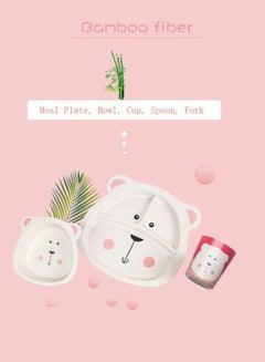 Falpro 5-Piece Dinnerware Set For Kids Beige/Pink/Black Meal Plate 23x21.5 cm , Bowl 14x13.5 cm , Cup 7.1x7.1 cm , Spoon 13.5x2.2 cm , Fork 13.5x3cm  - Image 4