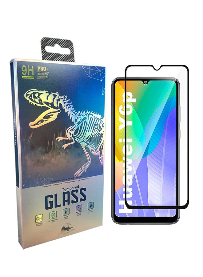 9 إتش لاصقة حماية للشاشة برو بلس مصنوعة من الزجاج المُقوى، ومُناسبة لهاتف هواوي Y6P شفاف/ أسود - Image 1