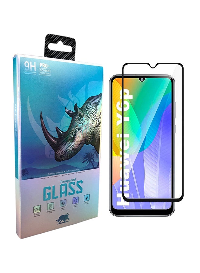 9 إتش لاصقة حماية للشاشة من الزجاج المقوى برو بلس لهاتف هواوي Y6P شفاف/ أسود - Image 1