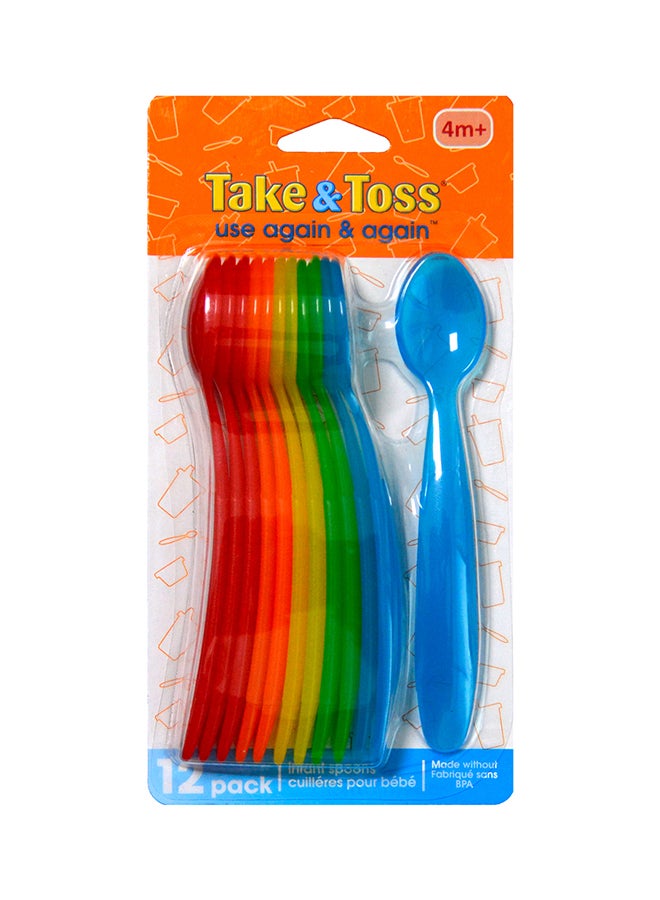 Take & Toss Pack Of 12 Infant Spoons - Multicolour - Image 2