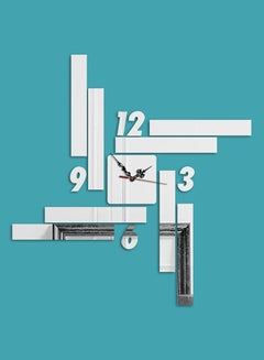 كياوكاي ساعة حائط بأرقام للزينة بتصميم رائع على شكل أشكال هندسية مزودة بلاصق أبيض/رمادي/أسود Standard  - Image 2