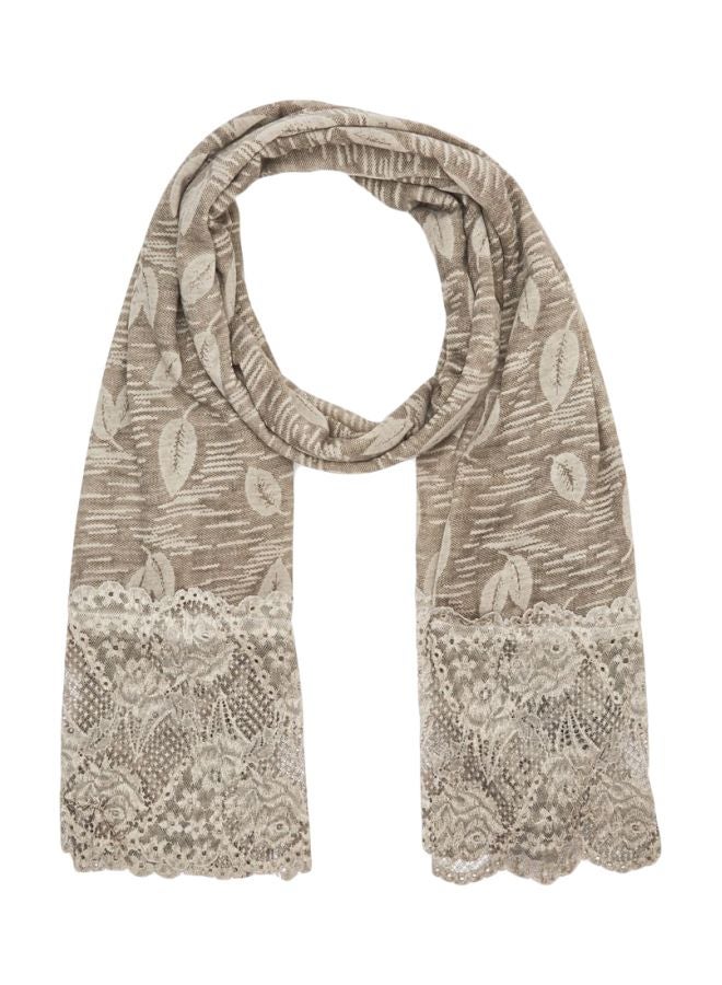 Rosh Leaf Embellished Hijab Scarf Grey  - Image 1