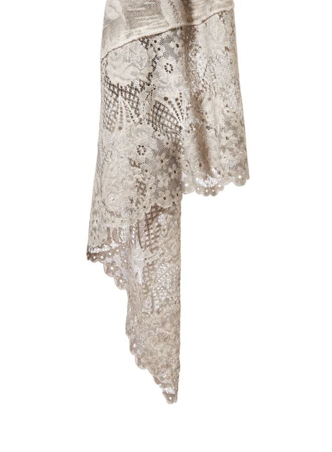 Rosh Leaf Embellished Hijab Scarf Grey  - Image 2