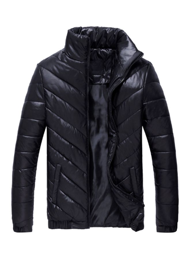Lucky Stand-up Collar Bomber Jacket Black - Image 1