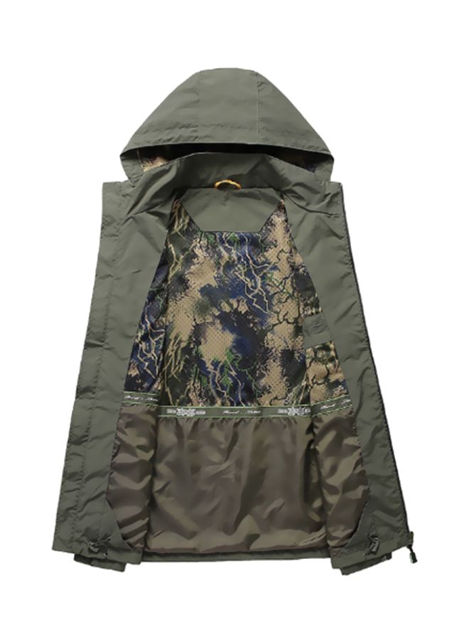 Lucky - High Neck Cotton Jacket Green - Image 1