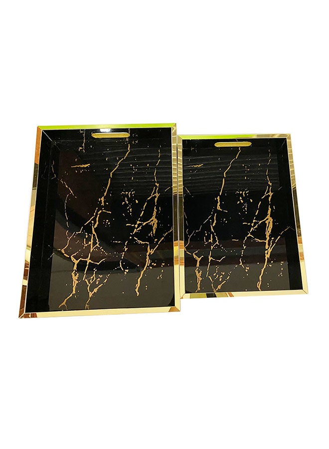 إيست ليدي صينية تقديم خشبية مطبوعة بنمط رخامي من قطعتين أسود/ذهبي 40x30x5Ø³Ù†ØªÙŠÙ…ØªØ± - Image 1