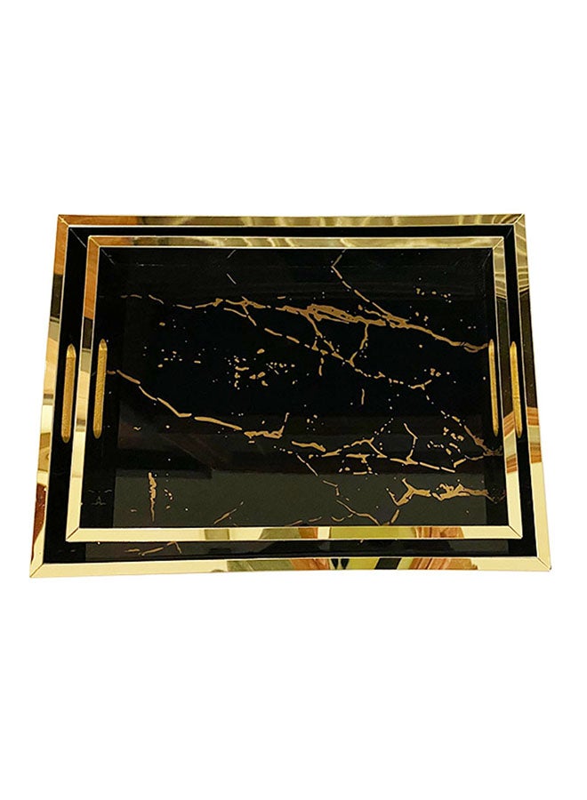 إيست ليدي صينية تقديم خشبية مطبوعة بنمط رخامي من قطعتين أسود/ذهبي 40x30x5Ø³Ù†ØªÙŠÙ…ØªØ± - Image 2