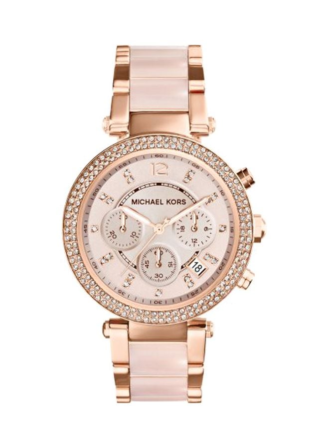 Michael Kors Women's PARKER Round Shape Stainless Steel Chronograph Wrist Watch 39 mm - Rose Gold - MK5896 - Image 1