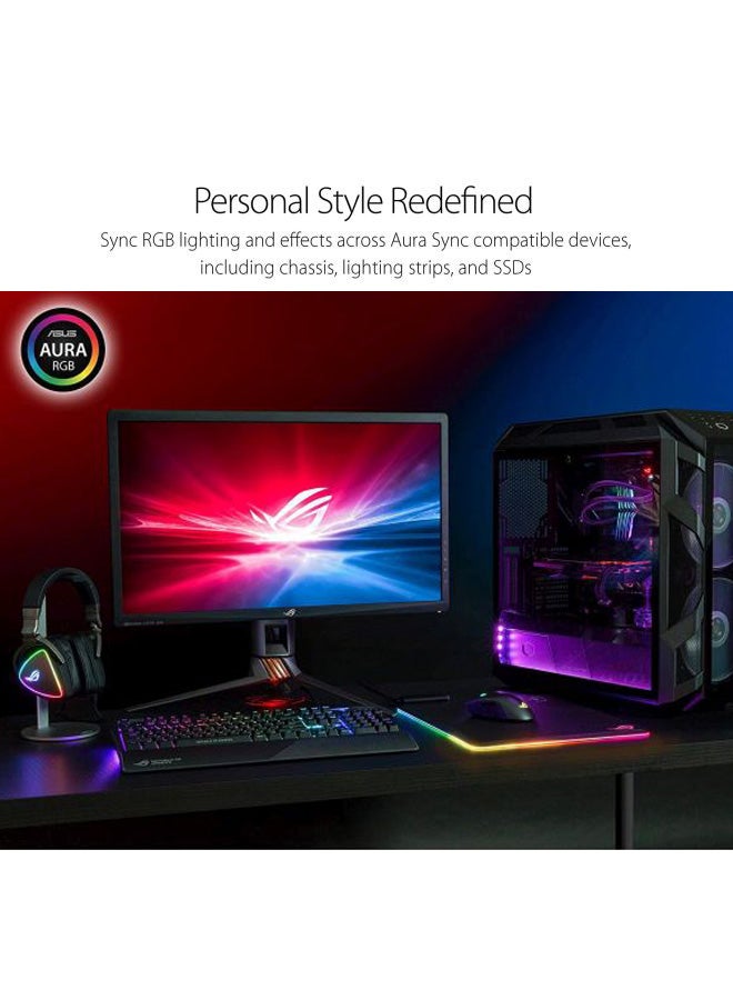 NH02-ROG Balteus RGB Gaming Mouse Pad, Aura Sync Lighting, USB 2.0 Pass-Through, Micro-Textured Hard Surface, Nonslip Rubber Base, Lighting Mode & Brightness Controls, 2m Braided Cable, Armoury Crate Support | 370 x 320 x 7.9mm | 90MP0110-B0UA00