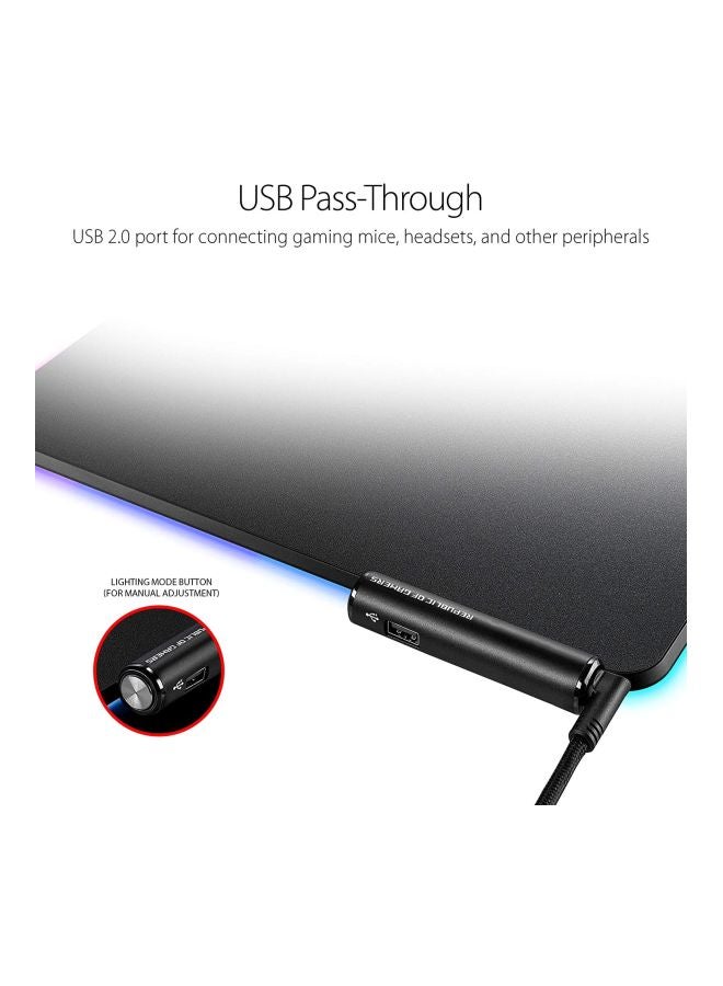 NH02-ROG Balteus RGB Gaming Mouse Pad, Aura Sync Lighting, USB 2.0 Pass-Through, Micro-Textured Hard Surface, Nonslip Rubber Base, Lighting Mode & Brightness Controls, 2m Braided Cable, Armoury Crate Support | 370 x 320 x 7.9mm | 90MP0110-B0UA00