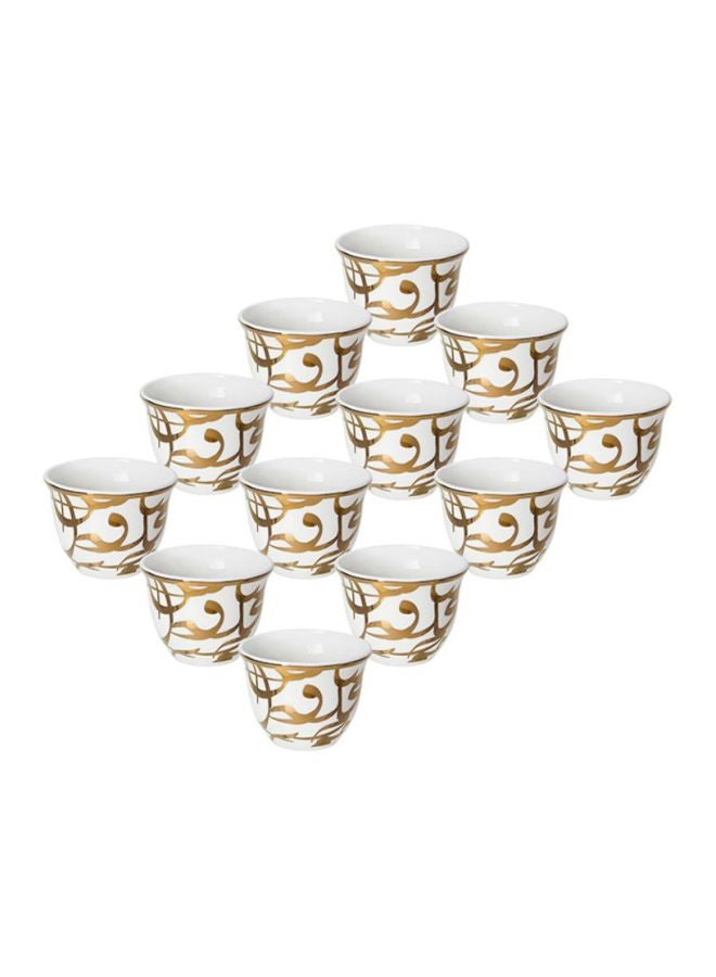Dallaty 12-Piece Kan Ya Makan Arabic Cawa Cup Set White/Gold 90ml