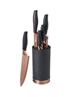 6-Piece Aria Titanium Knife With Block Set Rose Gold
