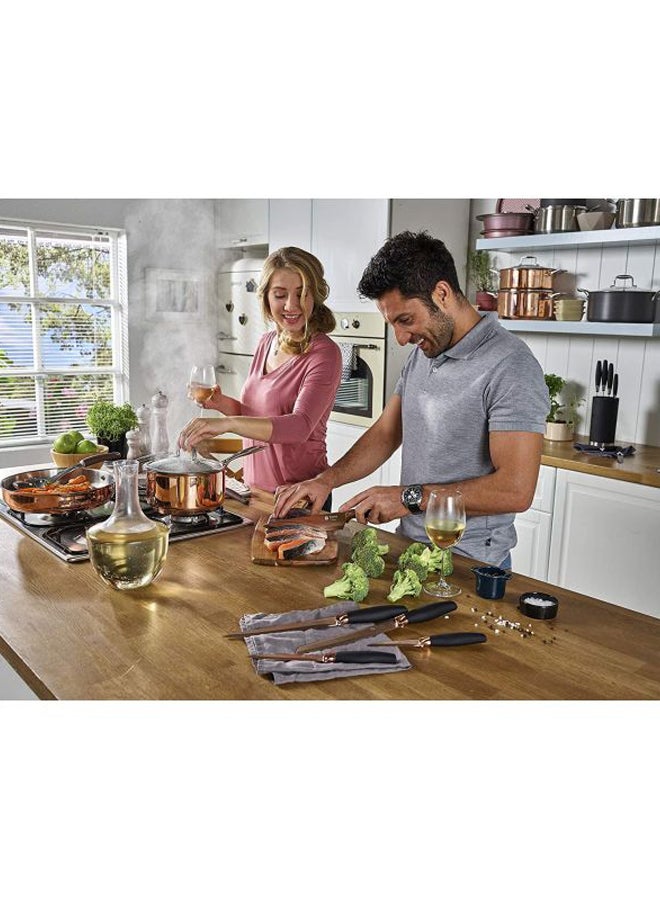Penguen - 6-Piece Aria Titanium Knife With Block Set Rose Gold - Image 1