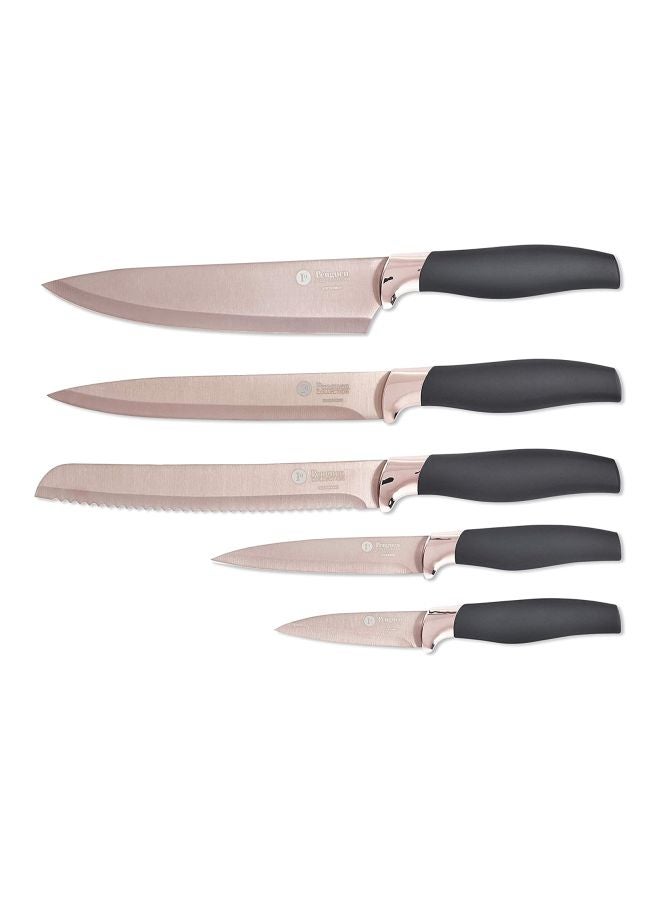 Penguen - 6-Piece Aria Titanium Knife With Block Set Rose Gold - Image 1