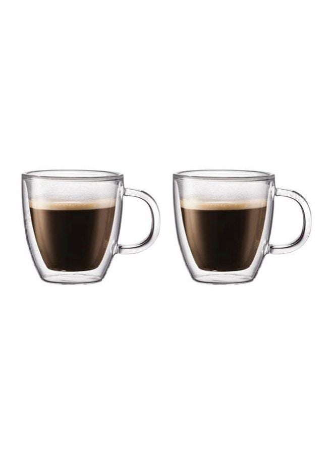 bodum - 2-Piece Bistro Double Wall Espresso Mug Clear 10.5 x 8.3 x 7.9cm - Image 1
