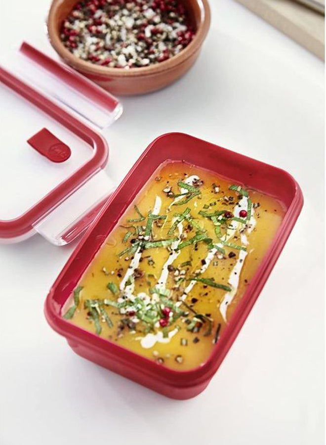 Tefal - TEFAL Master Seal Micro Box Plastic Container | 1.2 L |  Rectangular All-in-One Food Storage Container | Leak-Proof | Oven-Safe | Hygienic | Dishwasher-Safe | Red | 2 Years Warranty | K3102412 Red/Clear 1.2Liters - Image 1