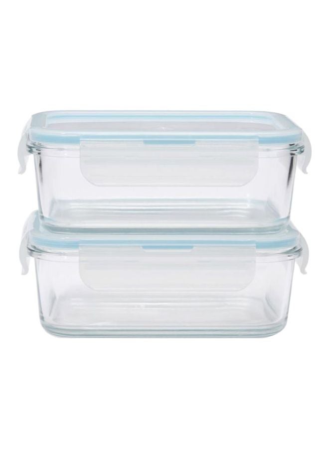 TALIONA Boro Pro 2-Piece Rectangular Food Storage Container Set With Lid Blue/Clear 725ml - Image 1