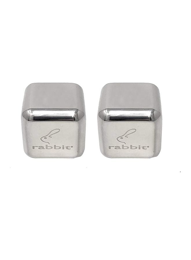 rabbit Pack Of 2 Stainless Steel Jumbo Chilling Stones Silver Standard  - Image 2