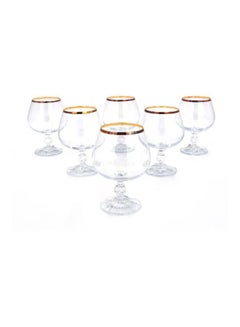 BOHEMIA 6-Piece Gold Plated Glass Set Clear/Gold 250ml 