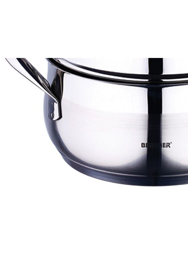 BERGNER - 2 Pieces Stainless Steel Veg Steamer Induction With Glass Lid Silver 28cm - Image 1