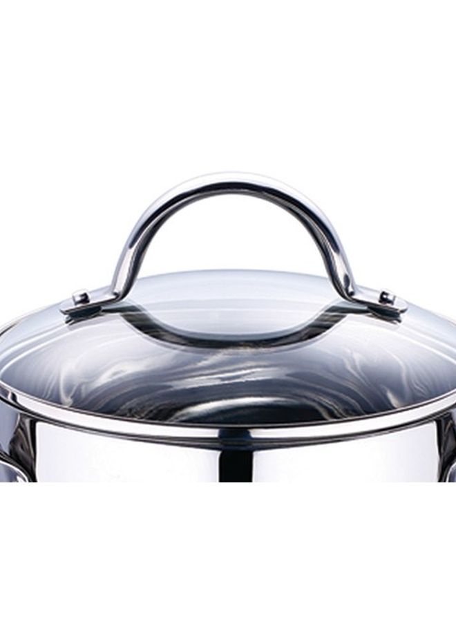 BERGNER - 2 Pieces Stainless Steel Veg Steamer Induction With Glass Lid Silver 28cm - Image 1