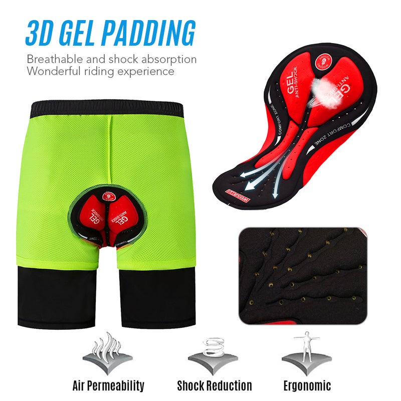WOSAWE - 3-Piece Polyester Short With 3D Gel Padding And Quick Dry Loose-Fit Bicycle Shorts M - Image 1