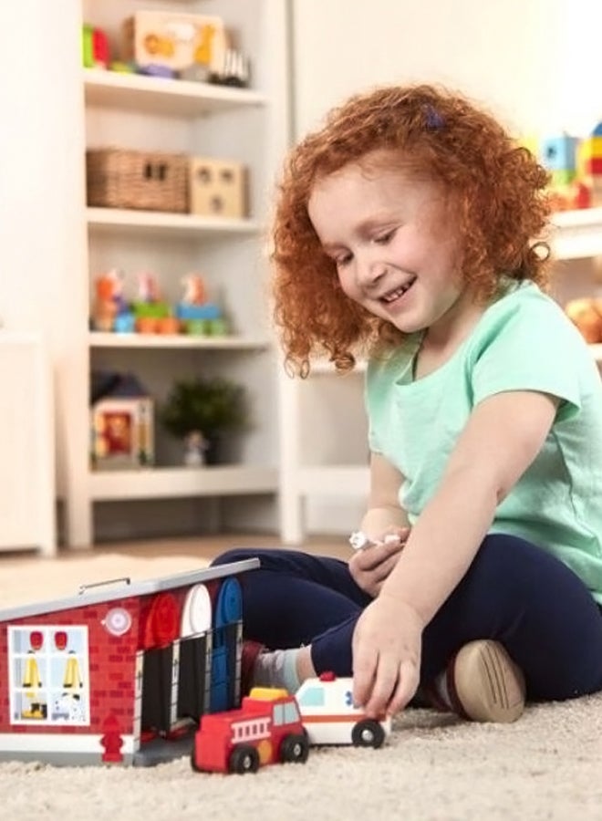 Melissa & Doug Keys & Cars Rescue Garage – Wooden Garage Toy with 3 Lockable Doors, Keys & 3 Vehicles – Educational Gift for Imaginative Play and Fine Motor Skills for Kids Ages 3 and Up | MD4607 Multicolour - Image 3