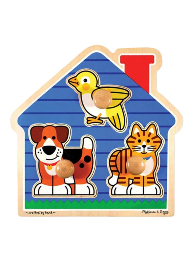 Melissa & Doug House Pets Jumbo Knob Puzzle – 3-Piece Wooden Toddler Puzzle with Easy-Grip Knobs for Animal Recognition, Fine Motor Skills & Early Learning Play for Kids Ages 12 Months+ | MD2055 - Image 1