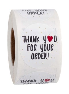 East Lady 500-Piece Thank You Order Label Sticker Roll White/Black White  - Image 1