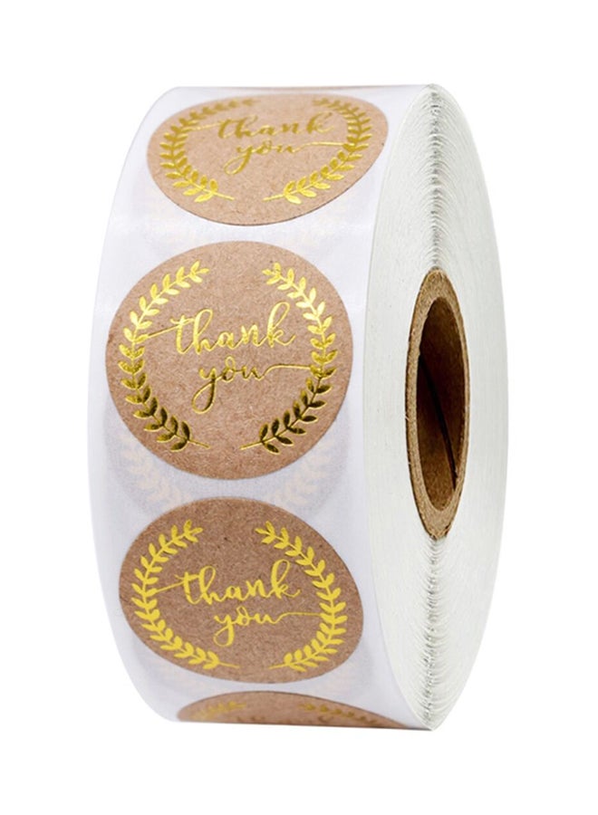 East Lady - 500-Piece Thank You Label Sticker Roll Brown - Image 1