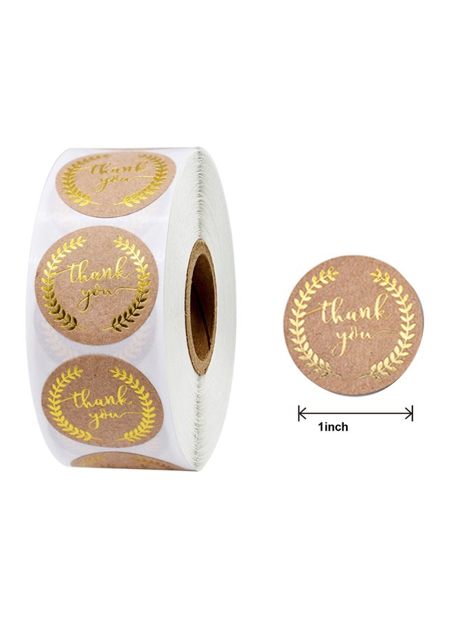 East Lady - 500-Piece Thank You Label Sticker Roll Brown - Image 1