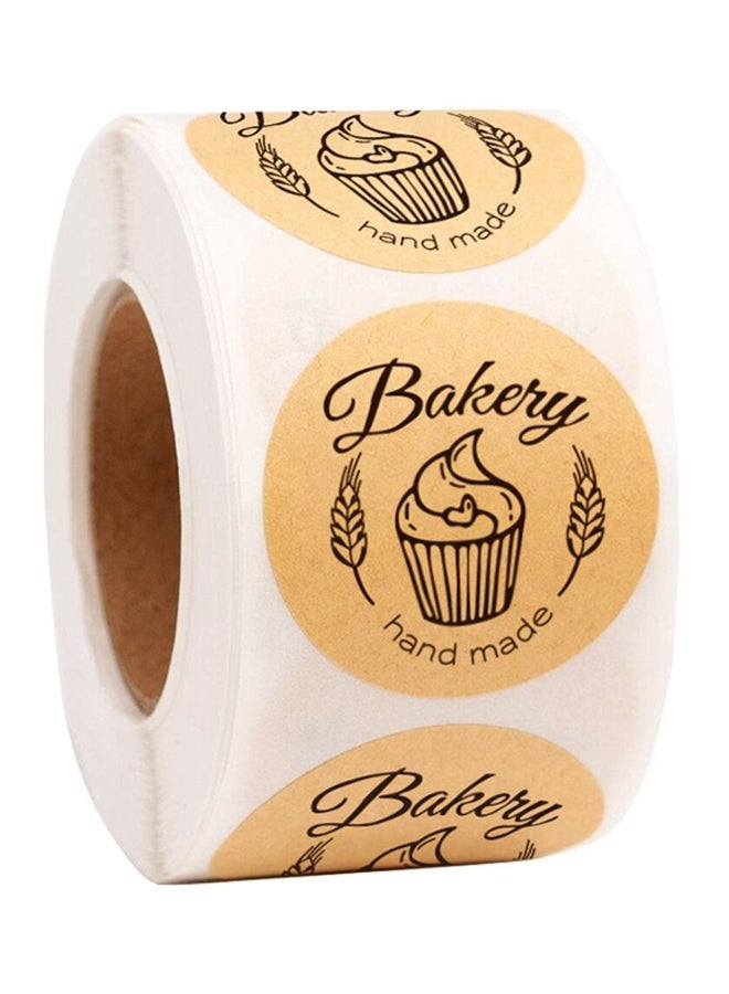 East Lady - 500-Piece Handmade Bakery Label Sticker Roll Brown - Image 1