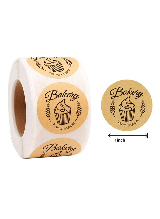 East Lady - 500-Piece Handmade Bakery Label Sticker Roll Brown - Image 1