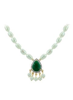 18 Karat Gold Diamond Studded Royal Indian Emerald Necklace