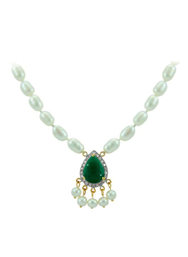 Vera Perla - 18 Karat Gold Diamond Studded Royal Indian Emerald Necklace - Image 1