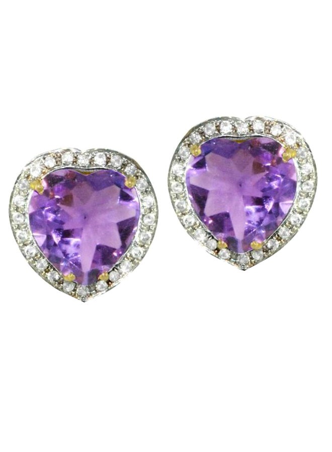 Vera Perla 18 Karat Gold Diamond Studded Heart Cut Earrings  - Image 1