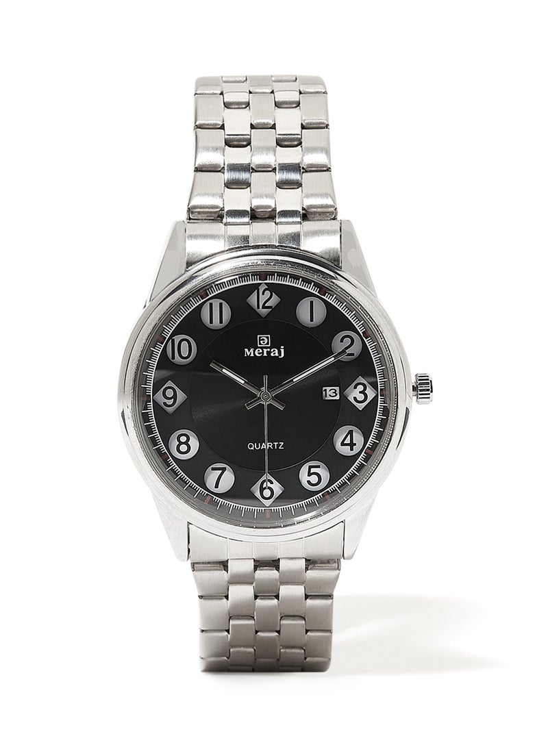 MERAJ Men's Fashion Octave Analog Quartz Watch MJ508 - 42 mm - Silver - Image 1