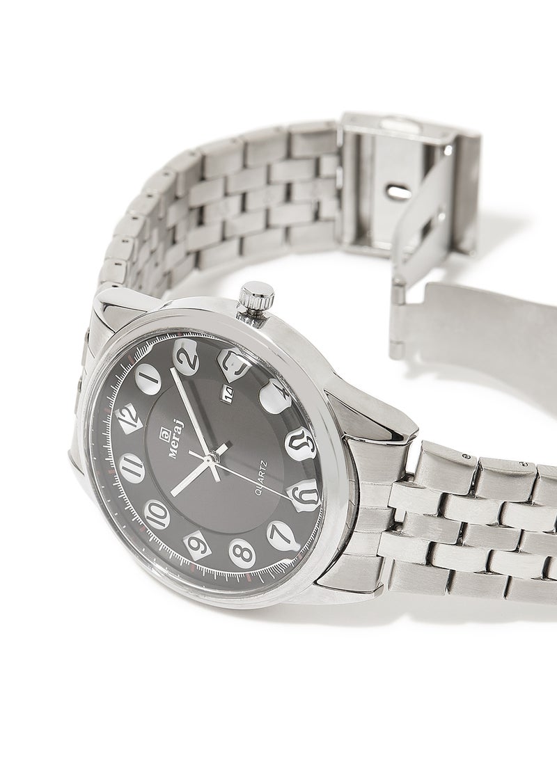 MERAJ Men's Fashion Octave Analog Quartz Watch MJ508 - 42 mm - Silver - Image 2