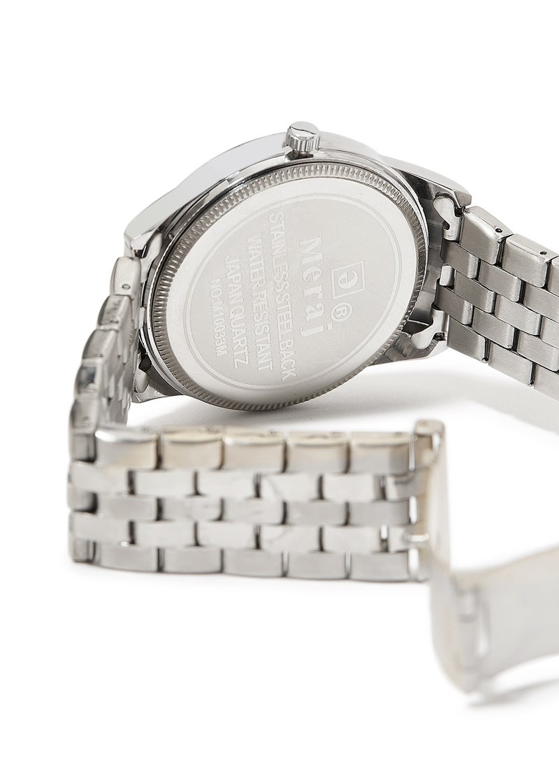 MERAJ Men's Fashion Octave Analog Quartz Watch MJ508 - 42 mm - Silver - Image 3