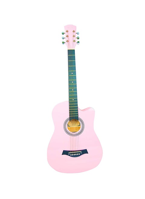 Acoustic Guitar With Bag And Strap 38 Inch Pink Glossy