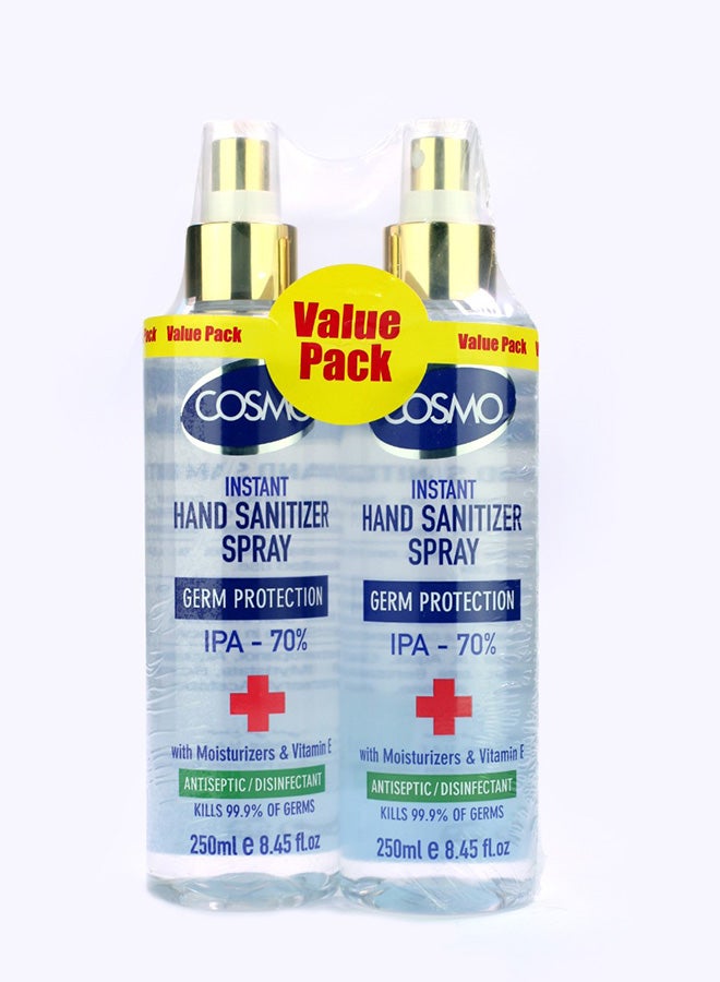 COSMO Pack Of 2 Instant Hand Sanitizer Spray Blue 250ml  - Image 2