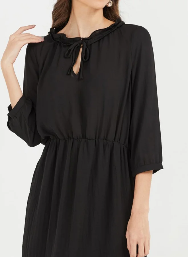 فيرو مودا Tie-Neck Mini Dress أسود