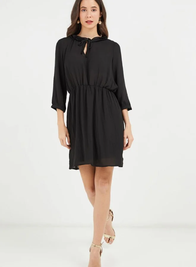 فيرو مودا Tie-Neck Mini Dress أسود