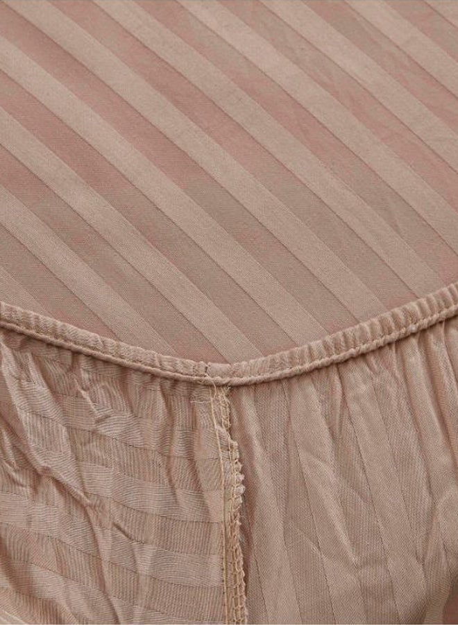 Hamilton Stripe Pattern Fitted Sheet Cotton Beige 200 x 150cm