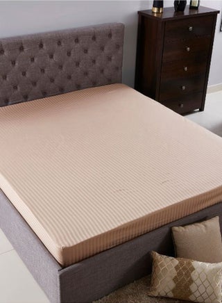 Hamilton Stripe Pattern Fitted Sheet Cotton Beige 200 x 150cm - v1599456203/N25724700A_1