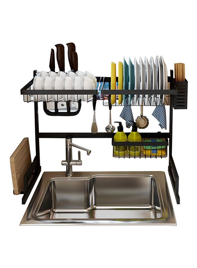 رف تجفيف بمصفاة للأطباق يوضع فوق المغسلة أسود - Image 2