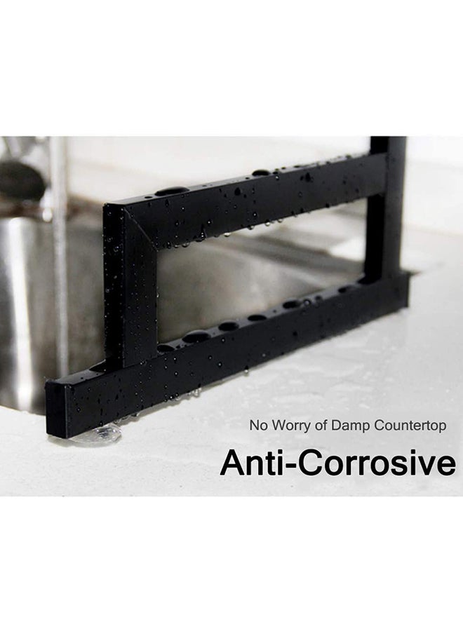 رف تجفيف بمصفاة للأطباق يوضع فوق المغسلة أسود - Image 4