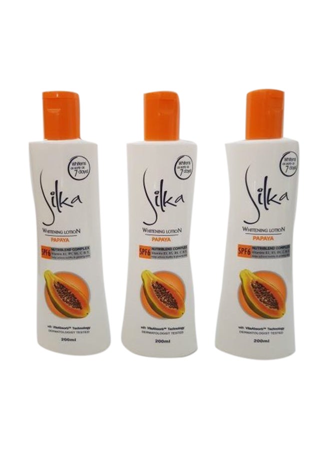 Silka 3-Piece Whitening Papaya Lotion SPF6 3x200ml
