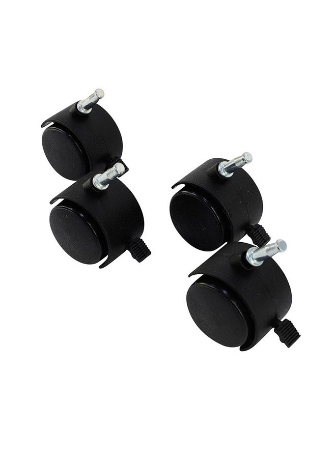 LAWAZIM 4-Piece Black Furniture Nylon Caster Swivel With Brake Black/Silver 40mm - Image 3